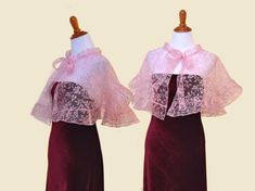 Pink sheer cape, mauve pink bolero, wedding Capelets, rose ruffle capes, formal gown capes, dress cover up, cocktail dress cape #PinkCapelets #MauvePinkBolero #CocktailDressCape #FormalGownCapes #DressCoverUp #RoseRuffleCapes #BridesmaidCapelets #WeddingCapelets #MiniPinkCloak #PinkSheerCape Pink Bolero, Bolero Jacket Wedding, Wedding Capelet, Bridal Capelet, Bridal Coat, Sheer Cape, Girls Ruffle Dress, Pink Cape, Dress Cape