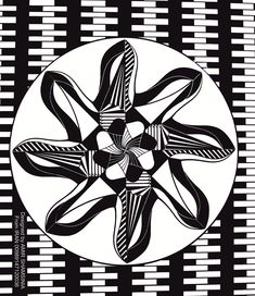 a black and white image of an abstract design in the middle of a circular pattern