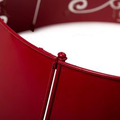 a close up view of the top of a red chair