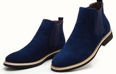 Mens Suede Boots, Quality Leather Boots, Handcrafted Boots, Custom Design Shoes, High Ankle Boots, Mens Boots Fashion, Slip On Boots, Formal Casual, Royal Blue Color