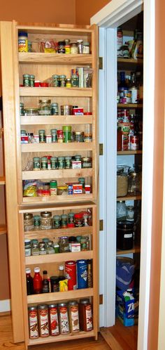 the pantry is stocked with all kinds of food