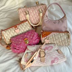 Chanel Diana Bag, Pink Prada Bag, Vintage Dior Bag, Fendi Zucca Baguette, Pink Prada, Pastel Outfit