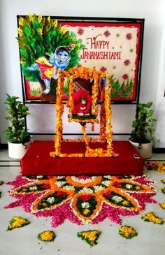 Krishna Thoughts, Krishna Birthday, Diwali Ideas, Janmashtami Celebration, Mandir Decoration, Baby Artwork, Janmashtami Decoration, Ganapati Decoration, Diwali Decorations At Home