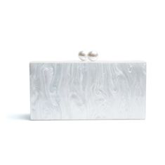 White Pearl Acrylic Box Clutch With Pearls Handbags Women - Etsy Acrylic Box Clutch, Friends Dress, Rattan Handbags, Interior Mirror, Acrylic Bag, Bridesmaids Gift Sets, Bridesmaid Clutches, Bridal Handbags, Pearl Clasp