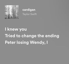 the words i knew you tried to change the ending of peter losing wendy, i