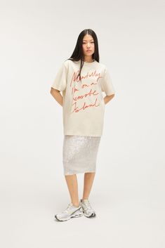 Oversized Throw-on T-shirt - Remote Island - Monki Fall Boxy Fit Crew Neck T-shirt, Oversized Text Print T-shirt For Spring, Fall T-shirt With Ribbed Neckline For Everyday, Fall T-shirt With Ribbed Neckline, White T-shirt With Ribbed Neckline And Relaxed Fit, Fall Crew Neck T-shirt With Ribbed Neckline, Fall T-shirt With Ribbed Crew Neck, Trendy Fall T-shirt With Ribbed Neckline, Trendy Drop Shoulder T-shirt For Fall