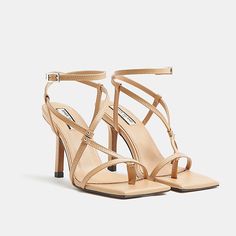 River Island Leather Heel Sandal. Tan Nude Leather, Square Toe Heel. Features All Leather Straps And Soles. Chic Minimal Style. Brand New Without Tags! Measurements 4” Heel Leather Strappy Sandals With Reinforced Heel, Leather Sandals With Reinforced Heel And Strappy Design, Party Sandals With Reinforced Heel In Beige, Beige Strap Heels For Party, Beige Strappy Heels With Heel Loop, Beige Strappy Heels With Heel Strap, Beige Strap Heels, Beige Strappy Sandals With Padded Heel, River Island Shoes