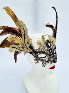 The Phoenix Bird Feathered Headdress,Feathered Black Gold Lace Mask,Valkyrie Mask,Beaded Venetian Mask,Costume Mask Masquerade Ball with Wings is unique. It will make your costume look more perfect.For your comfort the mask is fitted with satin ribbon. This lace Venetian mask is great for any costume or Halloween party, masquerade, show, carnival, wedding, school prom. It's made to order(+20-30days) . The size mask is 9*4 "(22*10 cm),wings - 10"(24 cm)   Check out the entire collection of party headwear. These make a unique gift, too! -- Birthday mask -- Masquerade party mask -- Christmas mask -- New Year mask -- Halloween headwear -- Mardi gras mask -- Carnival mask -- School prom ... and more! Thanks for looking! Valkyrie Mask, Diy Masquerade Mask, Feathered Headdress, Harlequin Mask, Mask Masquerade Ball, Mask Carnival, Medusa Costume, Christmas Mask, Making Paper Mache