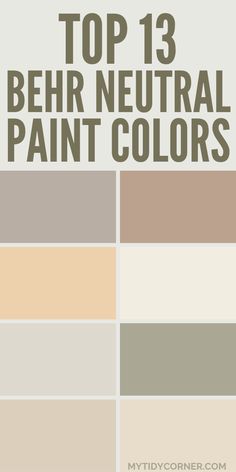 Collage of popular neutral paint colors by Behr. Behr Plateau Paint Color, Bleached Linen Paint Color, Waiting Room Paint Colors, Tan Behr Paint Colors, Behr Paint Beige Colors, Behr Poppy Seed Color Palettes, Behr Vanilla Mocha, Behr Neutral Paint Colors Bedroom, Neutral Gold Paint Colors