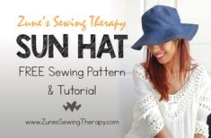 a woman wearing a sun hat with the text free sewing pattern