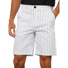 Striped shorts are simple and versatile. They can be matched with T-shirts and Polo shirts to show casual or business looks. The classic striped pattern creates a timeless look suitable for many occasions. Whether you're heading to the office, attending a business meeting, or just want to look sleek and clean, these striped business shorts are for you. Chubbies Shorts Men, Mens Linen Shorts, Business Shorts, Chubbies Shorts, Brown Chinos, Casual Denim Jeans, Summer Beach Shorts, Casual Chinos, Dress Shorts