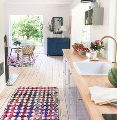 my scandinavian home: Before & After: A Dated Danish house Becomes a Vibrant Summer Cottage Swedish Farmhouse, Salted Granola, Danish House, Brick And Wood, Summer Cottage, Scandinavian Kitchen, Scandinavian Home, Granola