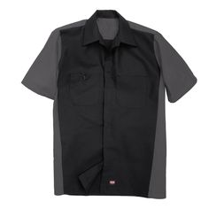 This short-sleeve button up is always thinking ahead, using concealed buttons that won’t scratch surfaces and stain-resistant technology designed to withstand dirty, greasy jobs. This work shirt’s stain-resistant properties mean it’s a snap to wash away dirt and grime at the end of your hard day. That way each and every job can start with a fresh, clean work shirt. Functional Short Sleeve Cotton Shirt, Functional Black Short Sleeve Shirt, Black Casual Top For Outdoor Work, Casual Black Top For Outdoor Work, Red Kap, Technology Design, Work Shirt, Mean It, Crew Shirt