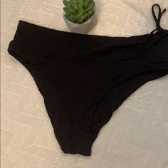 Size Large. Black. Tie On Side. Nwot. Black Beach Bottoms With Lined Body, Black High Waist Swimwear For Spring, Black High-waist Swimwear For Spring, Casual Solid Swimwear For Night Out, Swimsuit Bottoms, Swim Suit Bottoms, Black Tie, Large Black, Womens Swim