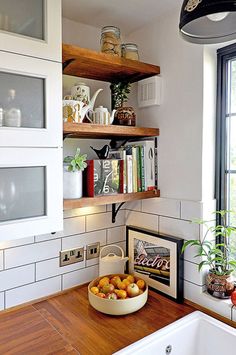 the kitchen is clean and ready to be used as a cook's countertop