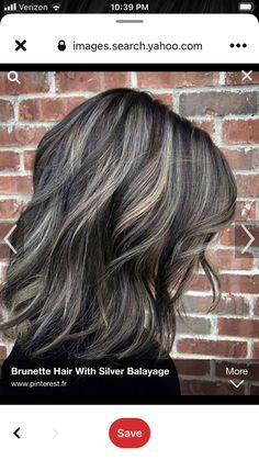 Brown And Ash Grey Hair, Herringbone Highlights Hair Brunette, How To Hide Grays In Dark Hair, Dark Brown And Grey Hair, Going Grey Gracefully With Dark Hair, Dark Hair Going Gray, Hide Grey Hair With Highlights Brunettes, Highlights To Cover Gray Hair Brunettes