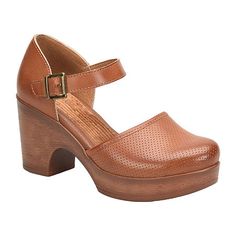 These Boc women's Gia Mary Jane shoes are a chic style perfect for warm-weather wear. They are crafted from smooth faux leather with a perforated finish in a hybrid clog-mary jane design featuring a closed round-toe, an ankle strap closure, and a 3-inch block heel. Wear them with a floral-print dress or jeans and a blouse.Features: ComfortClosure Type: BuckleShoe Heel Height: 3 InchesUpper/Outer Base Material: 100% PolyuretheneShoe Lining Material: PolyurethaneSole Material Content: 100% Polyure Shoes Mary Jane, Mary Jane Clogs, Creative Shoes, Shoes Brown, Jane Shoes, Clogs Shoes, Mary Jane Shoes, Medium Brown, Cute Shoes