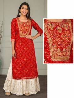 Red Kurti, Red Colour Dress, Bollywood Dress, Embroidered Kurti, Zari Embroidery, Designer Kurtis, Kurtis With Pants, Sharara Set, Indian Bollywood