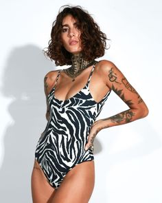 ZEBRA SWIMSUIT Black Fitted Swimwear With Zebra Print, Fitted Zebra Print Swimwear For Swimming, Fitted Black Zebra Print Swimwear, Black Tiger Print Swimwear For Beach, Lycra Material, White Zebra, Black And Beige, Zebra Print, At The Beach