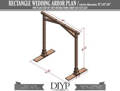 the diyp frame is shown with measurements to make it look like an arch