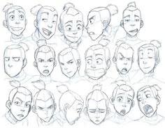 an animation character's head with many expressions and facial expressions, including the nose