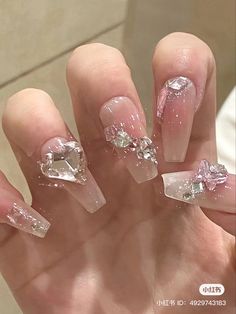 𝘤𝘵𝘵𝘰 Chinese Nail Art, Nails Chinese, Douyin Nails, Nails Sparkly, Cute Blush, Cute Nail Art Designs, Blush Nails, Pretty Nail Designs, Pretty Gel Nails