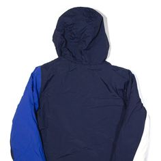 Item is in good used condition. >Size: XL >Armpit To Armpit: 21" >Armpit To Cuff: 19" >Collar To Hem: 28" Urban Blue Nylon Outerwear, Blue Hooded Windbreaker For Streetwear, Urban Blue Long Sleeve Outerwear, Blue Nylon Long Sleeve Track Jacket, Blue Nylon Track Jacket For Fall, Blue Long-sleeved Windbreaker With Pockets, Blue Long-sleeved Nylon Track Jacket, Blue Hooded Track Jacket For Streetwear, Blue Long Sleeve Nylon Track Jacket