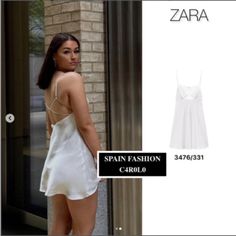 Zara White Satin Blogger Fav Dress Size Medium New With Tags Chic White A-line Slip Dress, Chic A-line Slip Dress For Day Out, Chic Zara Mini Dress For Vacation, Zara White Mini Length Slip Dress, Zara White Mini Slip Dress, Casual Zara Slip Dress For Vacation, Chic Zara Slip Dress For Summer, Zara White Slip Dress For Date Night, Chic White Slip Dress For Day Out