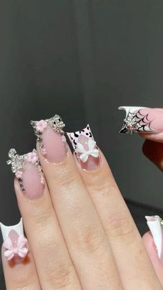 Acrylic Nail Supplies, Diy Acrylic Nails, Grunge Nails, Really Cute Nails, Long Acrylic, Soft Nails