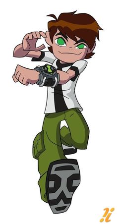 a cartoon boy with green eyes holding a baseball bat