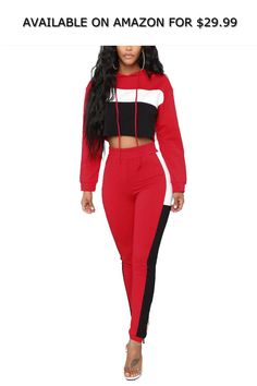 Women Sexy 2 Piece Outfits Sport Long Sleeve Crop Top Hoodie Pants Sets Bodycon Tracksuits ◆ AVAILABLE ON AMAZON FOR: $29.99 ◆ Women Sexy 2 Piece Outfits Sport Long Sleeve Crop Top Hoodie Pants Sets Bodycon TracksuitsProduct information: ◆Item Type: 2 Piece Outfits Set ◆Includes: 1 Long Sleeve Hoodie + 1 High Waist Long Pant ◆Material: Polyester/Spandex. soft, elastic, durable and comfortable ◆OCCASIONS：The sweatpants set is perfect for Casual, Daily wear, Going Out, Party, Evening, Clubwear, Co Outfits Sport, Color Block Hoodie, Sports Crop Tops, Crop Top Hoodie