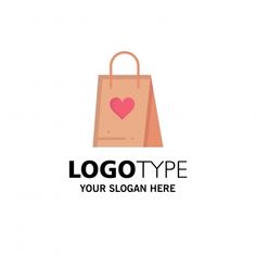 a shopping bag logo with a heart on the front and bottom corner, in pink