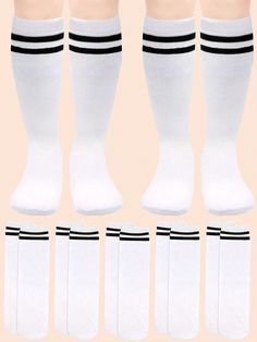 5 PairsKids Toddler Soccer Socks Boys Girls Knee High Striped Tube Socks Athletic Long Socks For Boys Girls White    Fabric Colorblock,Striped Over the Calf Socks,Over the Knee Socks Medium Stretch  Baby & Kids' Socks & Tights, size features are:Bust: ,Length: ,Sleeve Length: Soccer Socks Boys, Toddler Soccer, Striped Tube Socks, Vogue Kids, Soccer Socks, Over The Calf Socks, Over The Knee Socks, Long Socks, Tube Socks