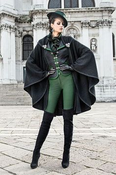 I love this look! Maybe with Red instead of green. Mothwurf Austrian Couture Slytherin Outfit, Clothing Drawing, Moda Steampunk, Drawing Male, Mode Steampunk, Women Warriors, Art Male, Clothing Art, Green Pants