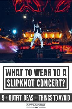 Slipknot performing at a concert Slipknot Concert Outfit, Metal Concert Outfit Ideas, Slipknot Concert, Occasional Outfits, Metal Concert, Black Motorcycle Jacket, Black Lace Cami, Mosh Pit