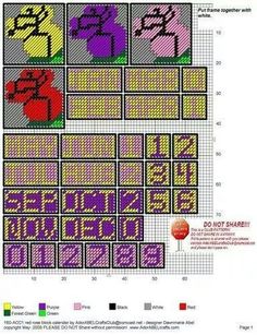 a cross stitch pattern with numbers and symbols