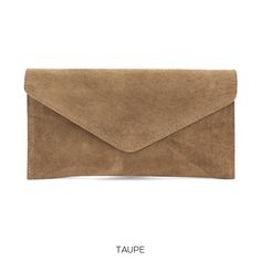 Versatile envelope shape clutch bag in genuine leather suede, with optional detachable wrist strap and adjustable length cross body or shoulder strap. Internal main zip and magnetic press-stud closure. Perfect for casual or occasion wear, just pick your favorite colour! !!  INCLUDES A WRISTLET BAND AND A CHAIN SHOULDER STRAP  Silver colour hardware Chain strap included Wristlet Composition: suede leather (exterior), PU (lining) Dimensions: 31.5 cm (L) x 1.5 cm (W) x 17 cm (H) Weight: 0.320 Kg Flat packed Fast delivery! Chic Envelope Wallet For Everyday Use, Beige Leather Clutch With Card Slots, Chic Leather Clutch With Card Slots, Leather Envelope Wallet With Removable Pouch, Beige Envelope Clutch For Everyday Use, Leather Envelope Clutch For Everyday Use, Leather Envelope Wallet With Magnetic Closure, Elegant Leather Envelope Pouch, Soft Leather Envelope Clutch