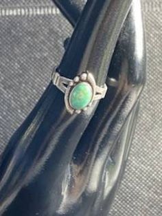 Gorgeous size 6 vintage southwest sterling silver women's ring with center green stone Adjustable Round Band Fine Jewelry Ring, Nickel-free Sterling Silver Promise Ring, Turquoise Sterling Silver Jewelry With Center Stone, Fine Jewelry Turquoise Ring With Center Stone, Turquoise Fine Jewelry Ring, Adjustable Open Promise Ring, Turquoise Promise Ring With Center Stone, Handmade Southwestern Style Ring Jewelry, May Birthstone Jewelry With Stone Setting