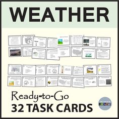 a poster with the words, weather ready - to - go 32 task cards on it