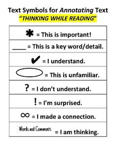 the text symbols for an annotating text are shown in black and yellow letters