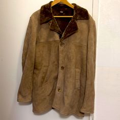 Beautiful Nwt Owen Barry Lambskin And Leather Jacket. New Never Worn. Handcrafted In England. Brown/Tan Real Sheepskin. Size Medium. Gloverall Duffle Coat, Winter Pea Coat, Green Peacoat, Grey Pea Coat, Long Peacoat, Overcoat Men, Red And Black Flannel, Overcoat Jacket, Vintage Woolrich