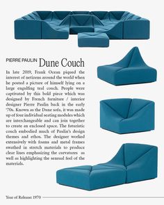 an advertisement for the furniture company, pierre paul dune couch