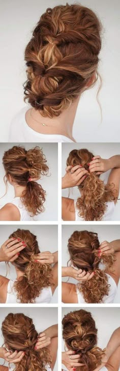 Peinados que sí lucirán en tu rizada melena Night Hairstyles, Cabello Hair, Curly Updo, Penteado Cabelo Curto, Long Curly Hair, Long Curly, Hair Dos