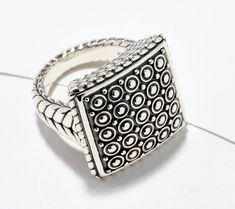 Need something new and exciting to add to your ring collection? Let's get you squared away! This textured, dimensional, and slightly puffed sterling silver ring is a real showstopper with its modern square design. From JAI. Bold Rings, Ring Collection, Modern Square, Fabulous Jewelry, Chic Accessories, Ring Collections, Square Design, Jewelry Tutorials, Sterling Silver Ring