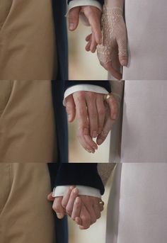 the hands of two people are holding each other's hand while wearing wedding rings