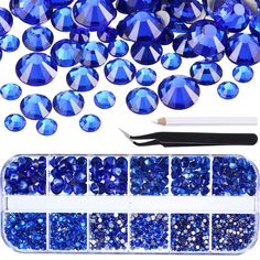 blue crystal beads and tools for making jewelry