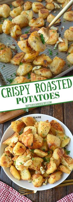 crispy roasted potatoes with parsley on the side