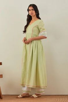 Shop for TIC Green Cotton Markab Sleeve Embroidered Anarkali Set for Women Online at Aza Fashions Green Anarkali Set With Embroidered Border, Embroidered Cotton Anarkali Set Maxi Length, Floor-length Cotton Anarkali Set With Resham Embroidery, Pista Green Straight Kurta Anarkali Set With Embroidered Border, Floor-length Cotton Kurta With Chikankari Embroidery, Pista Green Anarkali Set With Embroidered Border, Pista Green Anarkali Set With Embroidered Border For Navratri, Navratri Pista Green Anarkali Set With Embroidered Border, Cotton Anarkali Set With Embroidered Border