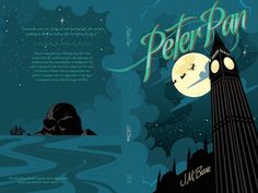 a book cover for peter pan with an image of a clock tower in the background