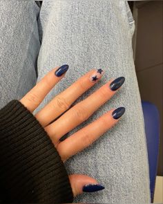 All credit goes to the original creator!  aesthetic, vibe, star nails, navy, actylics, nail inspo, nail polish, blue nail theory, nail ideas, designs, nail art, simple Navy Nails, Navy Blue Nails, Summery Nails, Basic Nails, Cute Gel Nails, Funky Nails, Dope Nails, Short Acrylic Nails, Cute Acrylic Nails